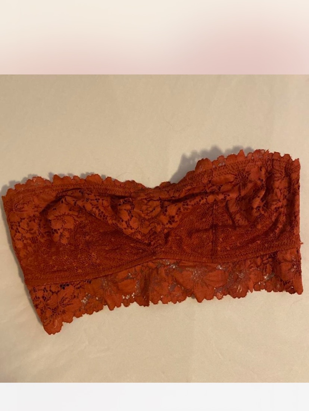 Auden Lace Bandeau Bra - Rust Orange Sz XS